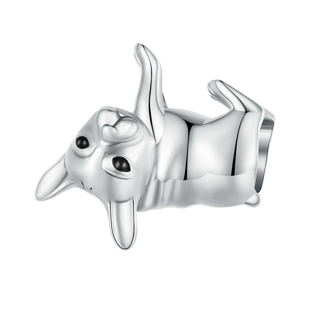 cute bulldog enamel charm 925 sterling silver gift for pet lover dy1356