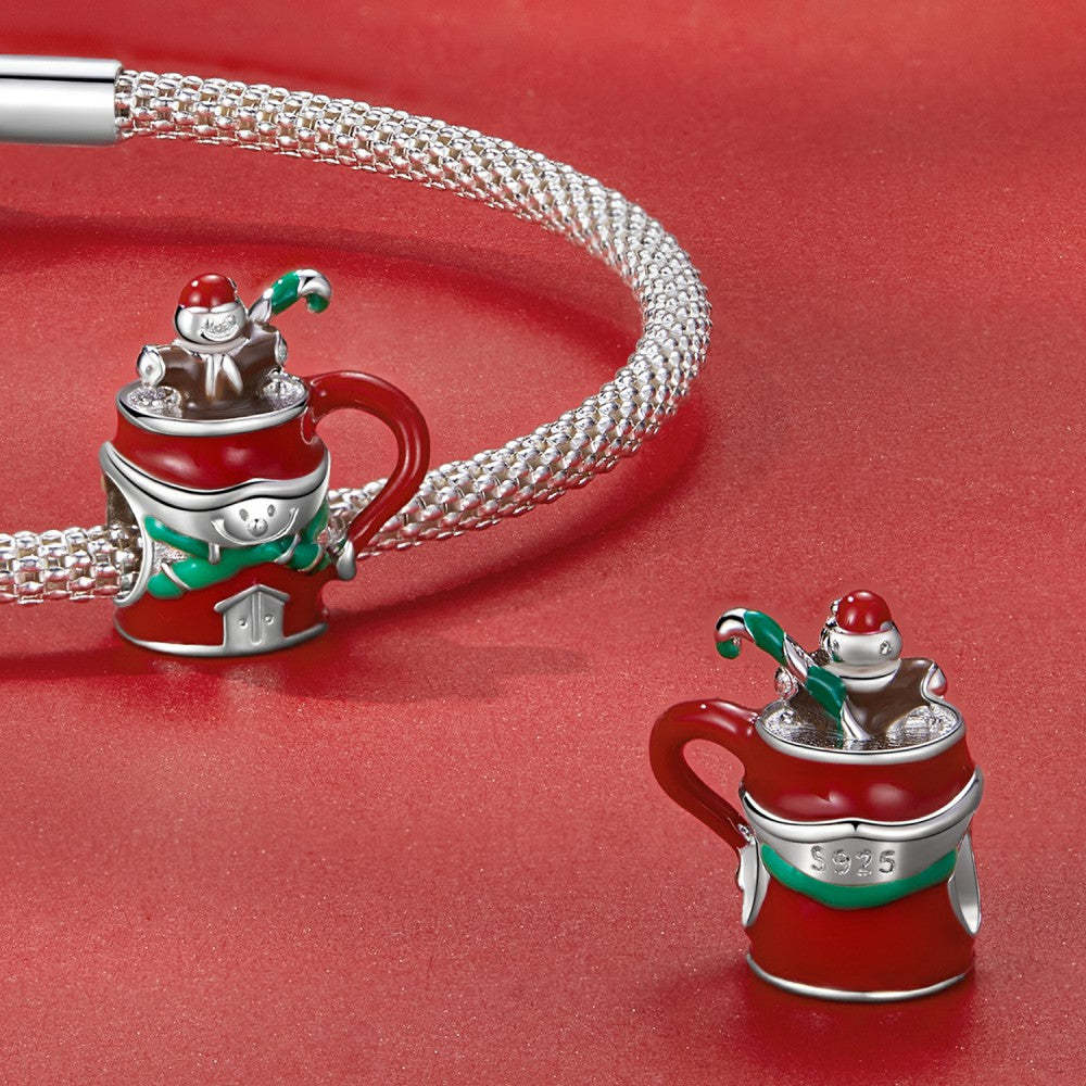 snowman hot cocoa enamel charm 925 sterling silver christmas gifts dy1366