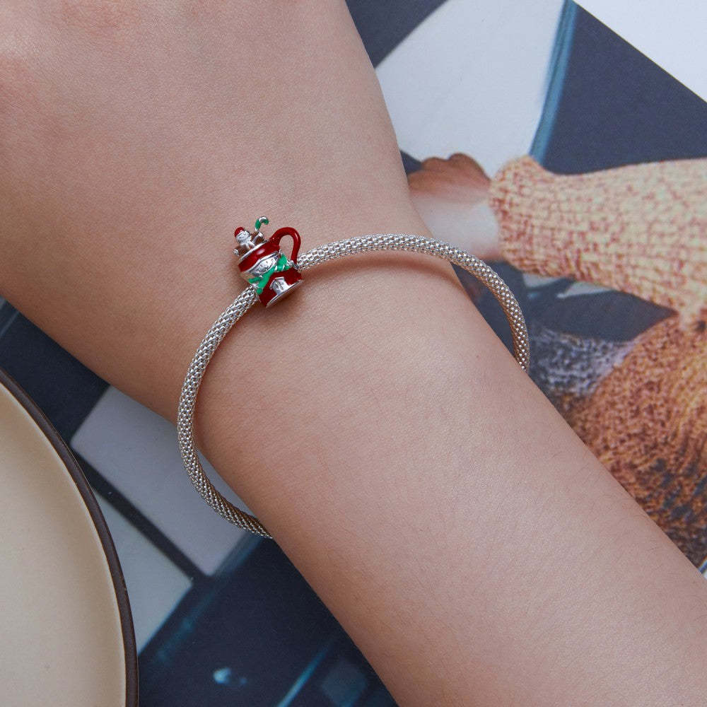 snowman hot cocoa enamel charm 925 sterling silver christmas gifts dy1366