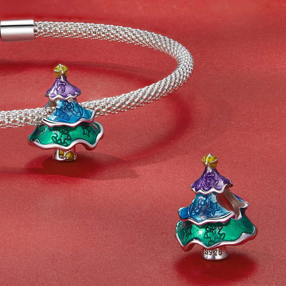 christmas tree enamel charm 925 sterling silver christmas gifts dy1368