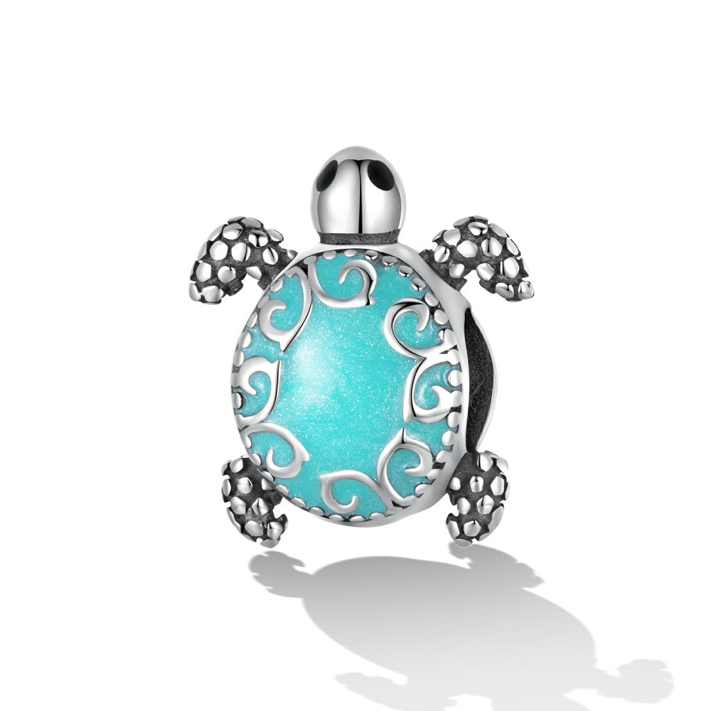 longevity sea turtle enamel charm 925 sterling silver dy1389