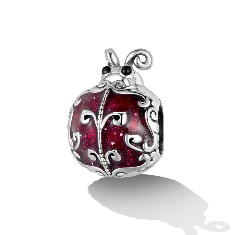 pattern ladybug enamel charm 925 sterling silver dy1390
