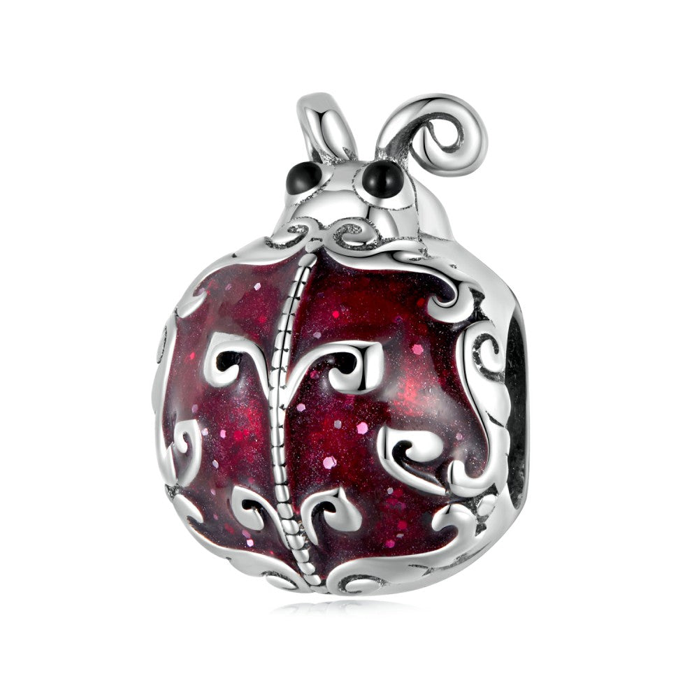 pattern ladybug enamel charm 925 sterling silver dy1390