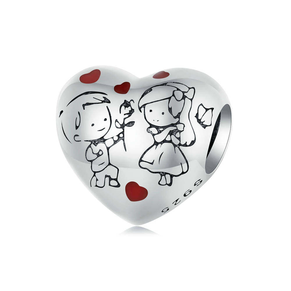 Little Boy and Girl Enamel Charm Silver Valentine's Day Gifts - soufeelmy