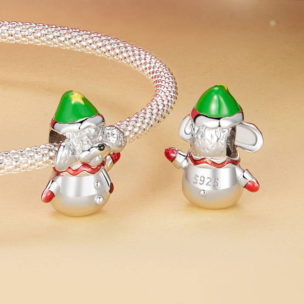 Christmas Snow Dog Enamel Charm Silver Christmas Gifts - soufeelmy