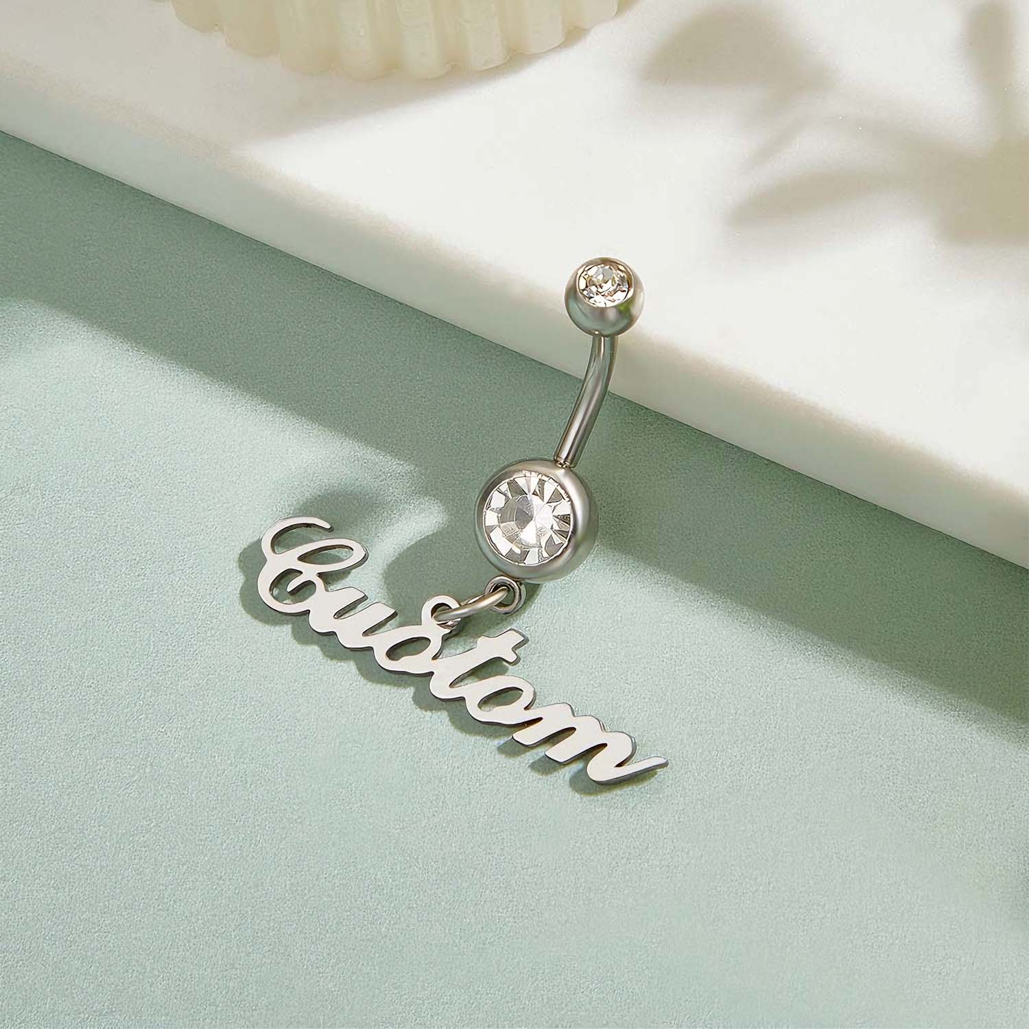 Personalized Stainless Steel Belly Ring Custom Name Engraved Navel Jewelry Gift for Her - soufeelmy