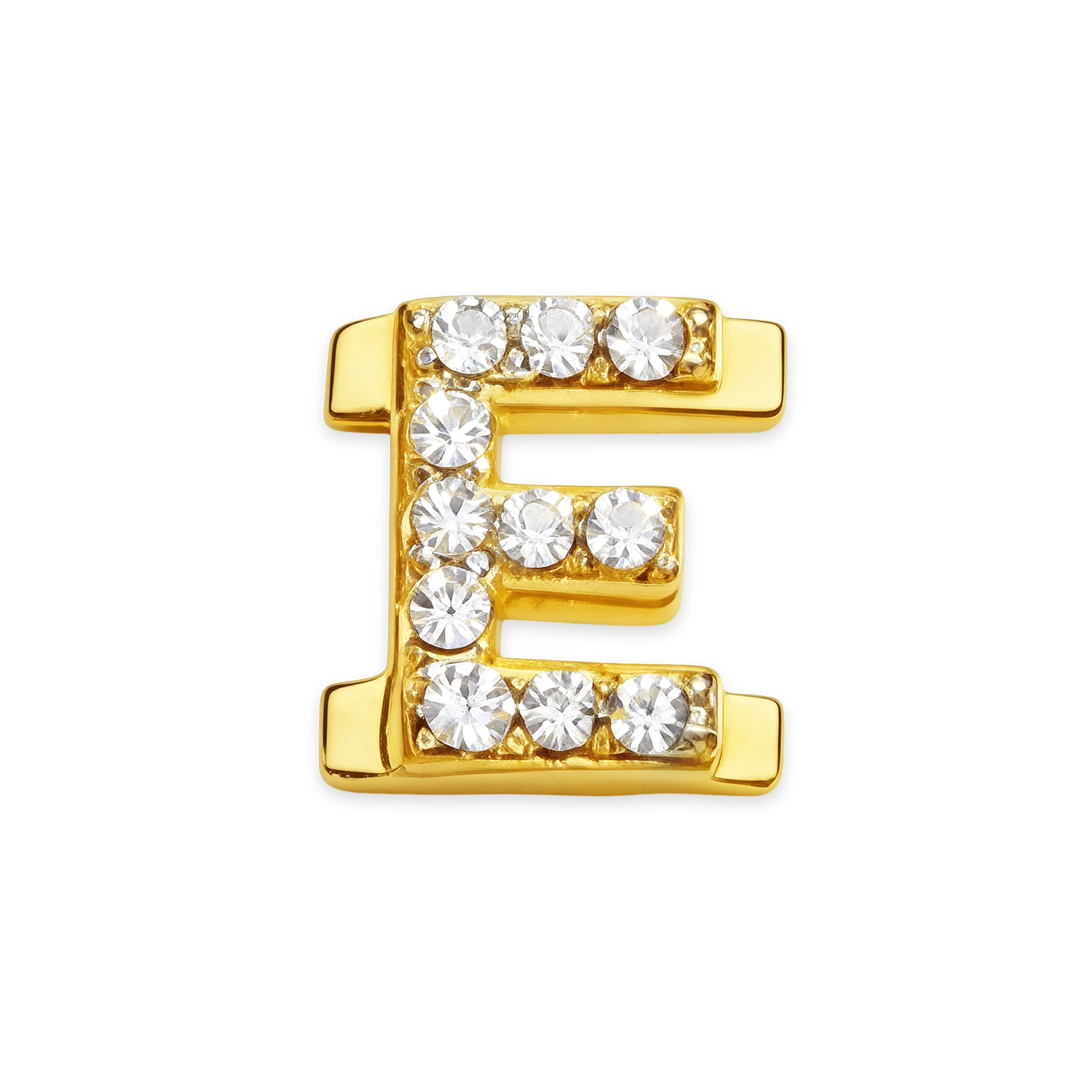 Letter With Diamond E Charm - Gold - soufeelmy