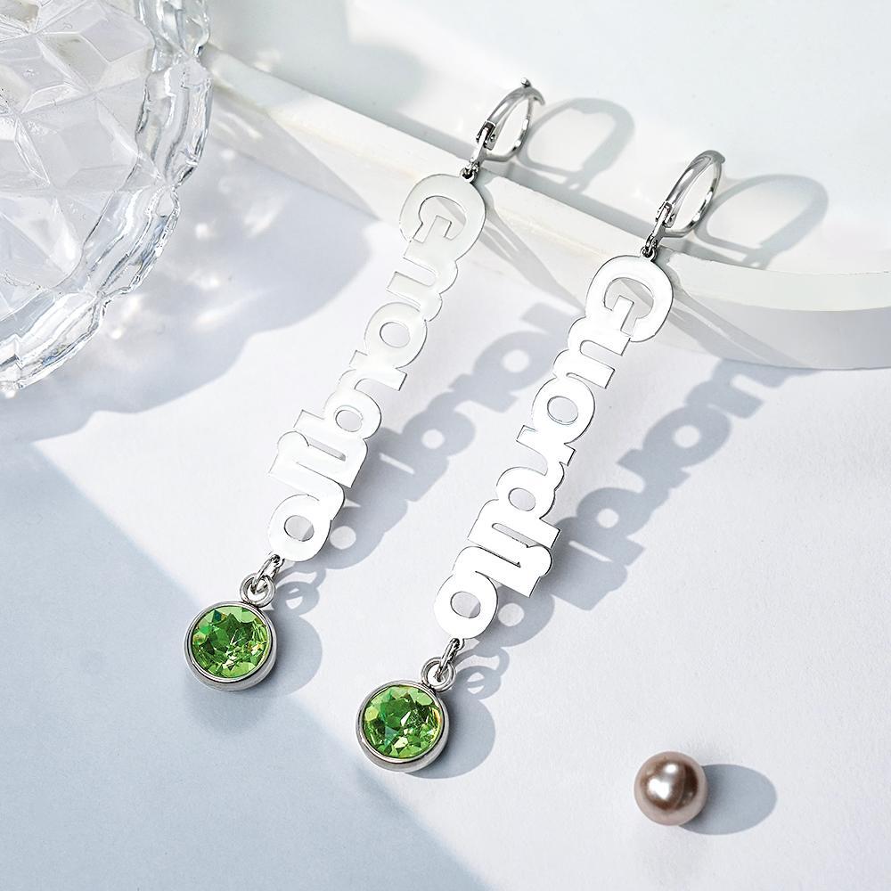 Custom Name Birthstone Earrings Simple Gifts for Girlfriend - soufeelmy