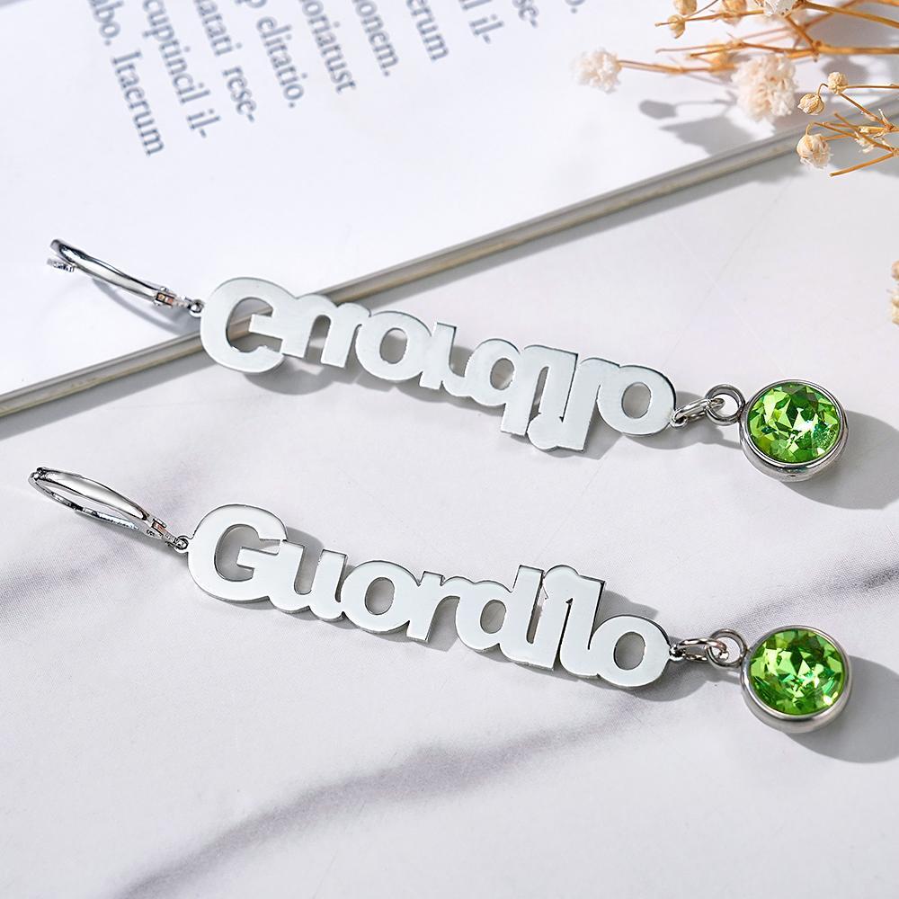 Custom Name Birthstone Earrings Simple Gifts for Girlfriend - soufeelmy