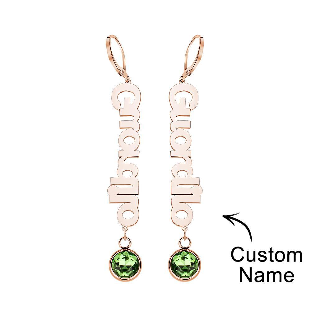 Custom Name Birthstone Earrings Simple Gifts for Girlfriend - soufeelmy