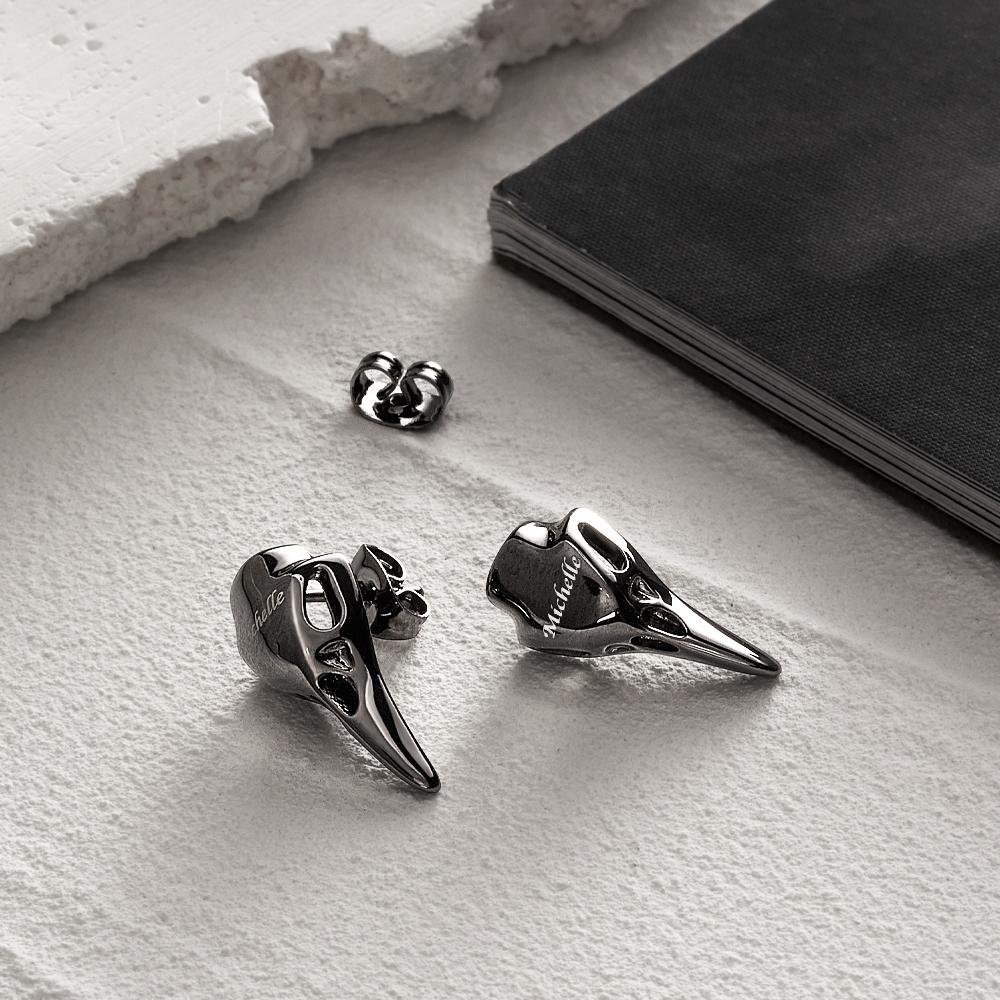 Custom Engraved Black Raven Earrings Faith Punk Gothic Earrings Gifts - soufeelmy