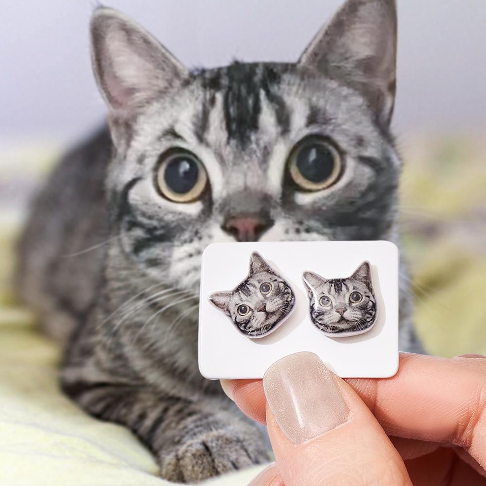 Custom Pet Face Earrings Personalized Photo Ear Studs Anti Allergy Gifts for Her - soufeelmy