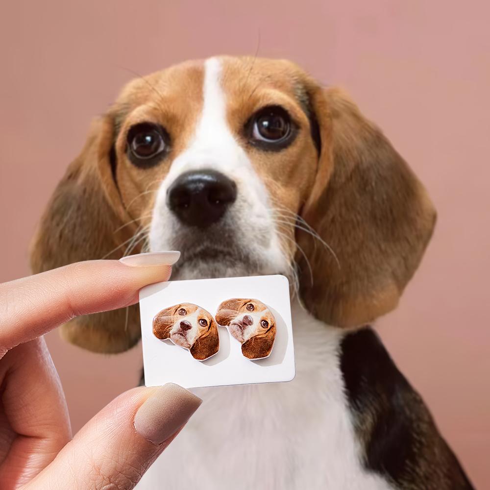 Custom Dog Face Earrings Personalized Photo Ear Studs Anti Allergy Gifts for Dog Mom - soufeelmy