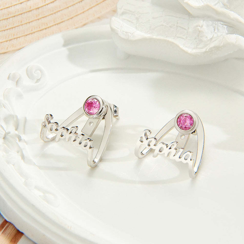 Personalized Birthstone Earrings with Name Earrings Jewelry Gift for Her - soufeelmy