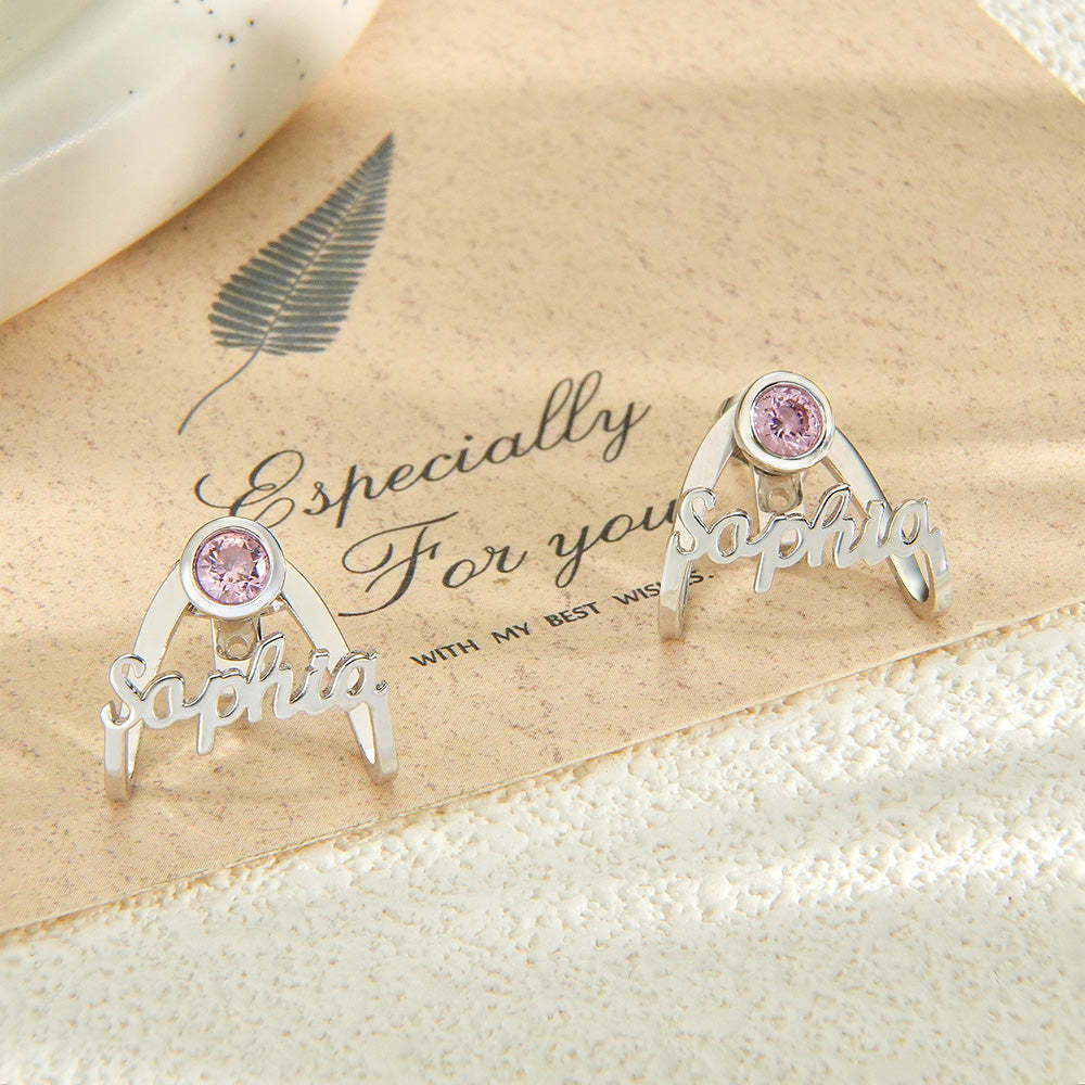 Personalized Birthstone Earrings with Name Earrings Jewelry Gift for Her - soufeelmy