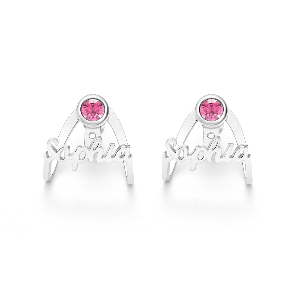 Personalized Birthstone Earrings with Name Earrings Jewelry Gift for Her - soufeelmy