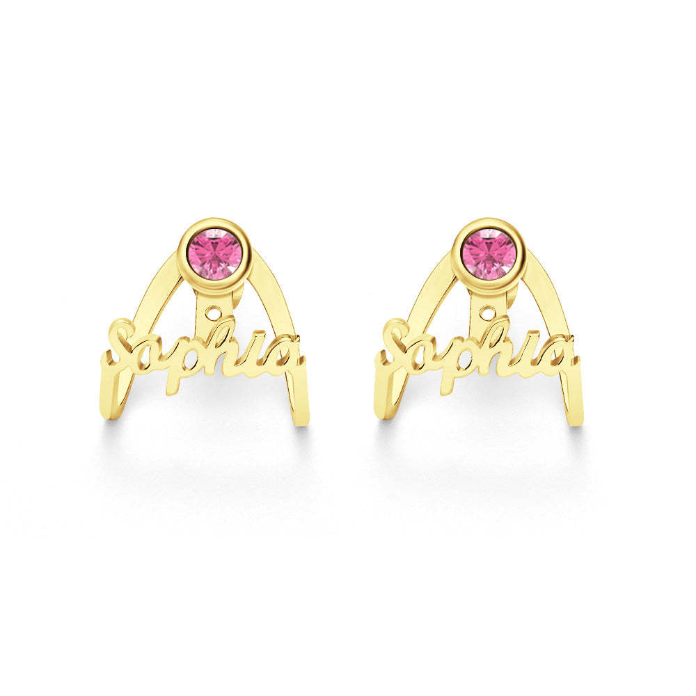 Personalized Birthstone Earrings with Name Earrings Jewelry Gift for Her - soufeelmy
