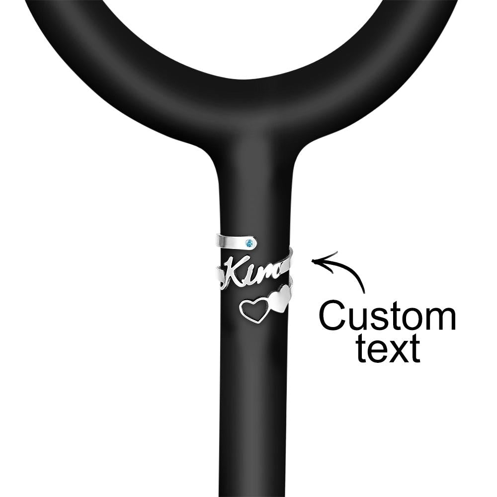 Custom Name Stethoscope Accessory With Birthstone Personalized Heart Hollow Out Name Tag For Nurse - soufeelmy