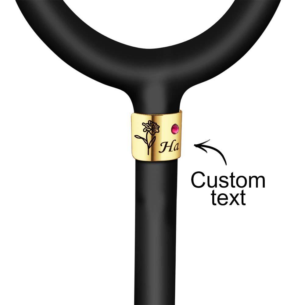 Custom Name Birthstone Stethoscope Tag Birth Flower Pattern Decoration For Doctor - soufeelmy