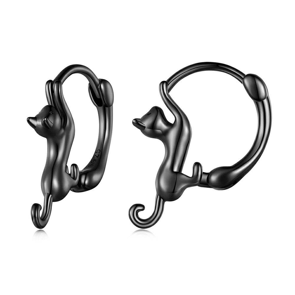 black kittens earrings 925 sterling silver ed137