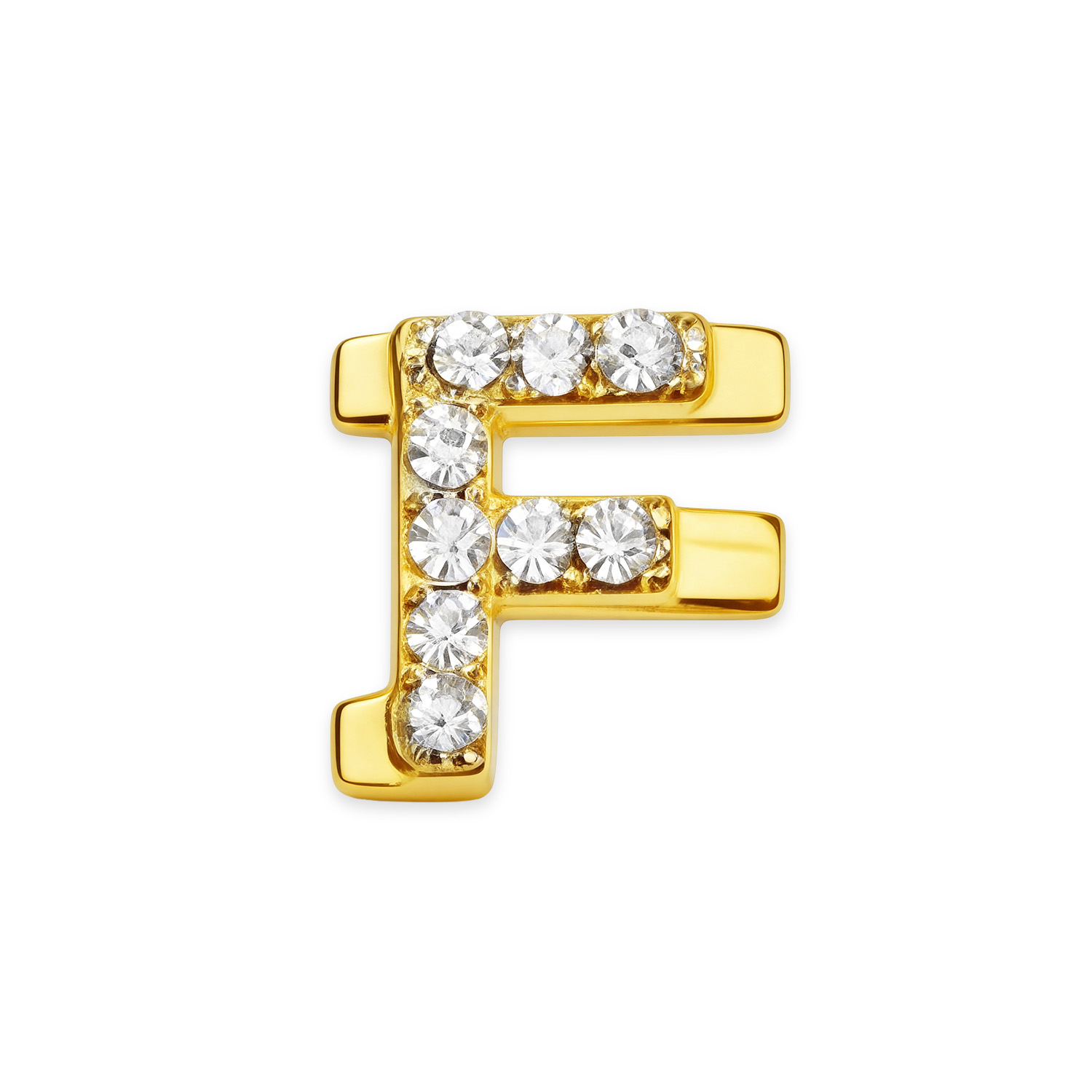 Letter With Diamond F Charm - Gold - soufeelmy