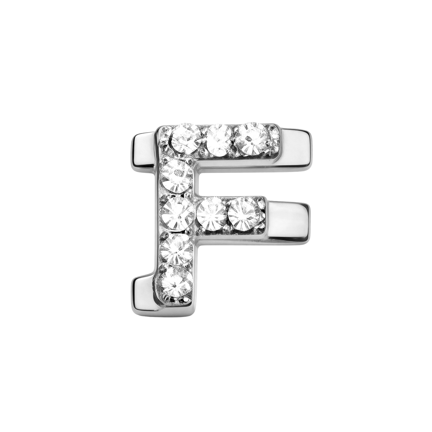 Letter With Diamond F Charm - Silver - soufeelmy