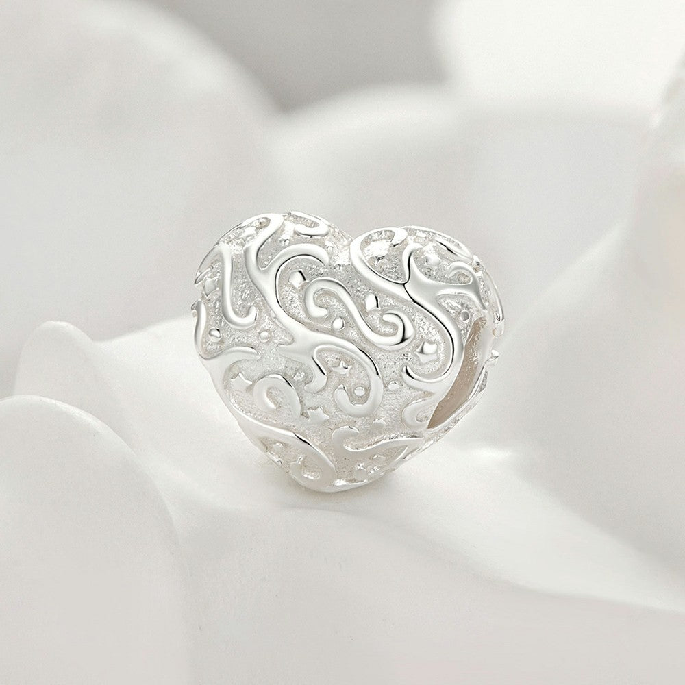 heart patterns charm 925 sterling silver fj1416