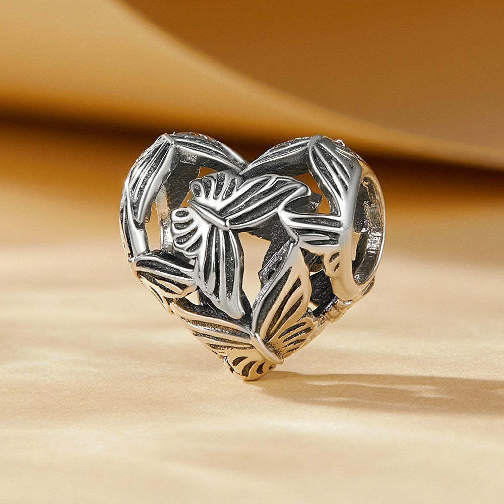 butterfly heart charm 925 sterling silver fj1427