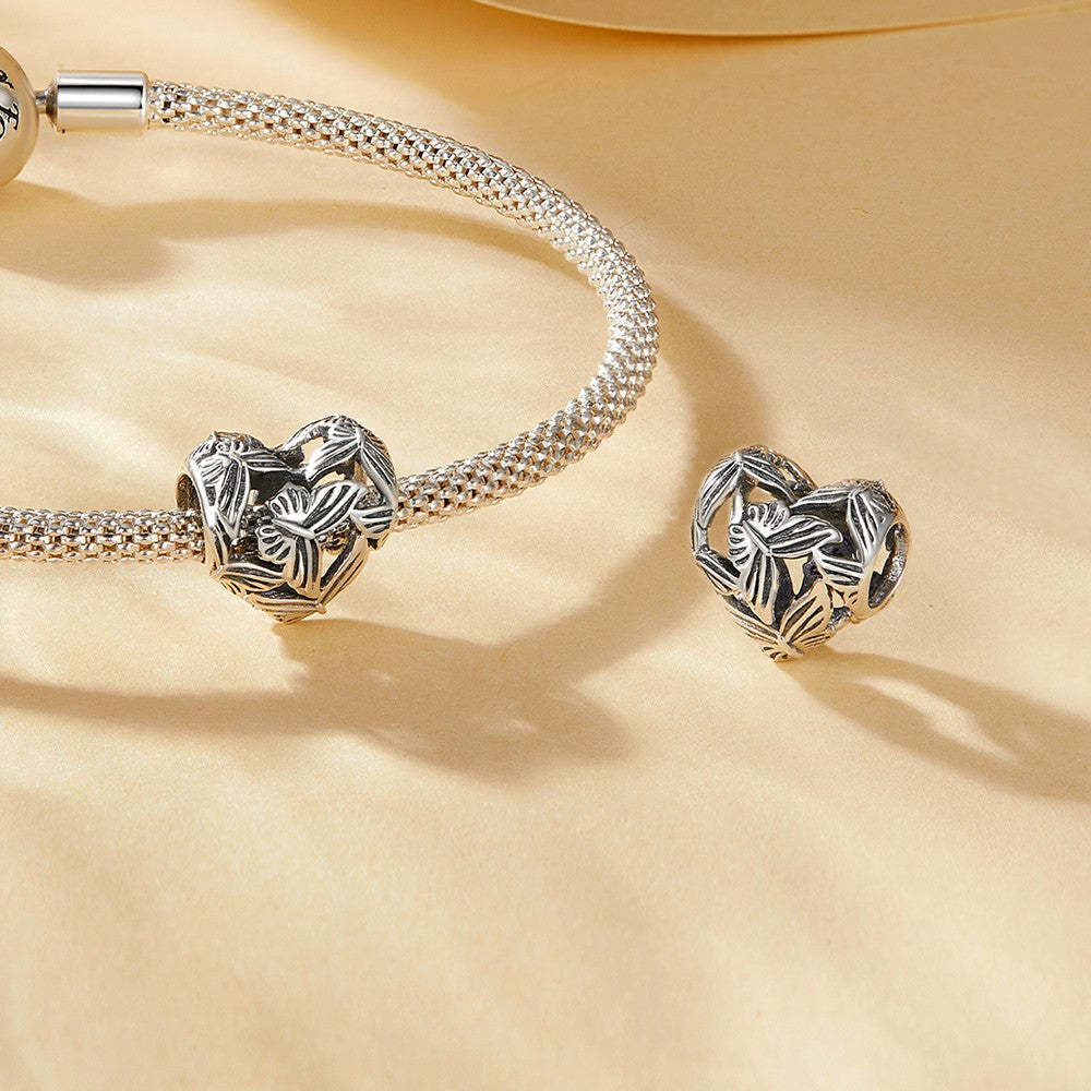 butterfly heart charm 925 sterling silver fj1427