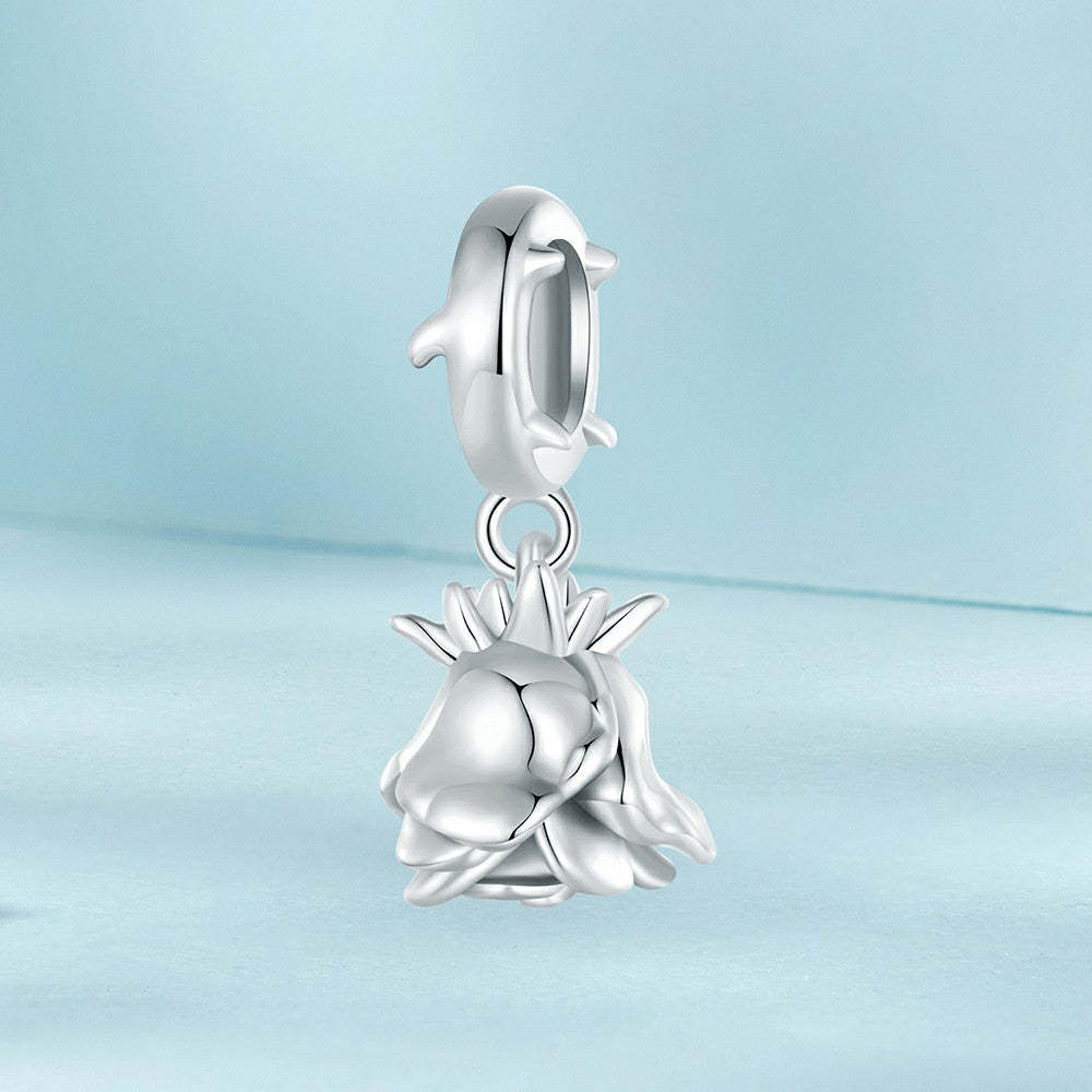 beautiful rose charm 925 sterling silver fj1428