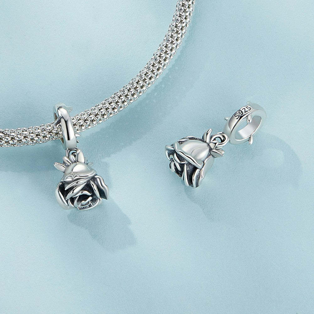 beautiful rose charm 925 sterling silver fj1428