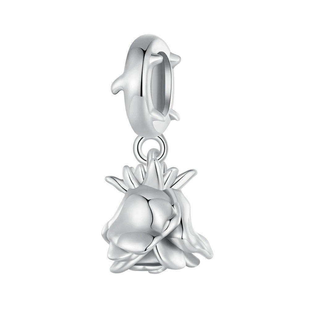 beautiful rose charm 925 sterling silver fj1428