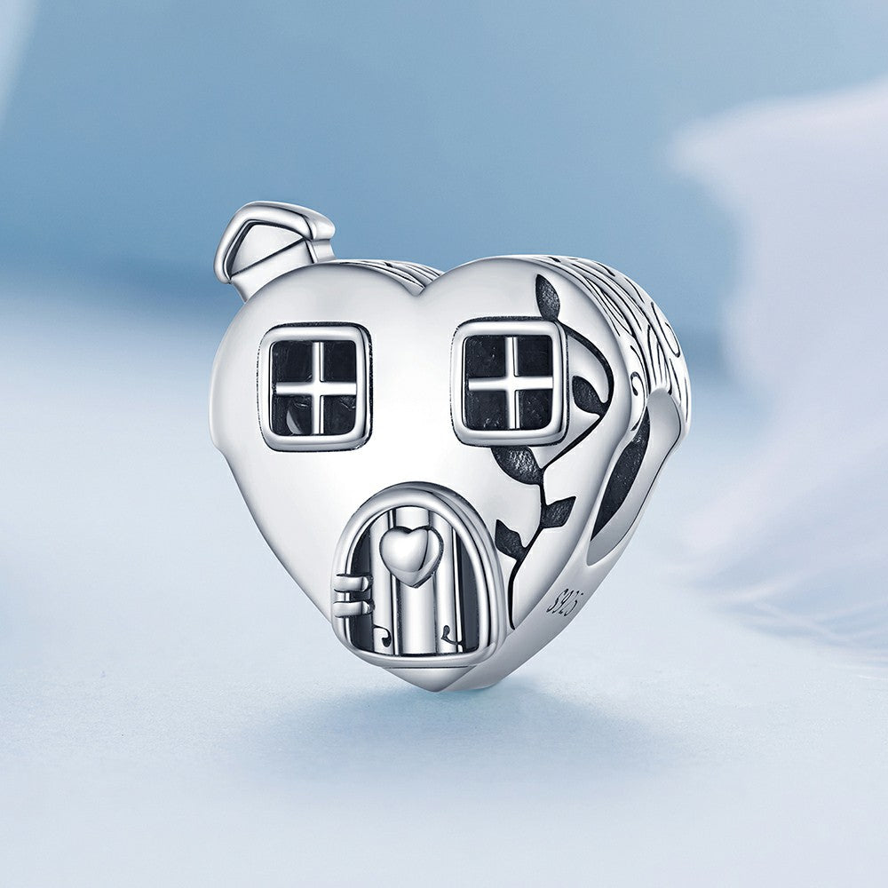 heart shaped house charm 925 sterling silver fj1430