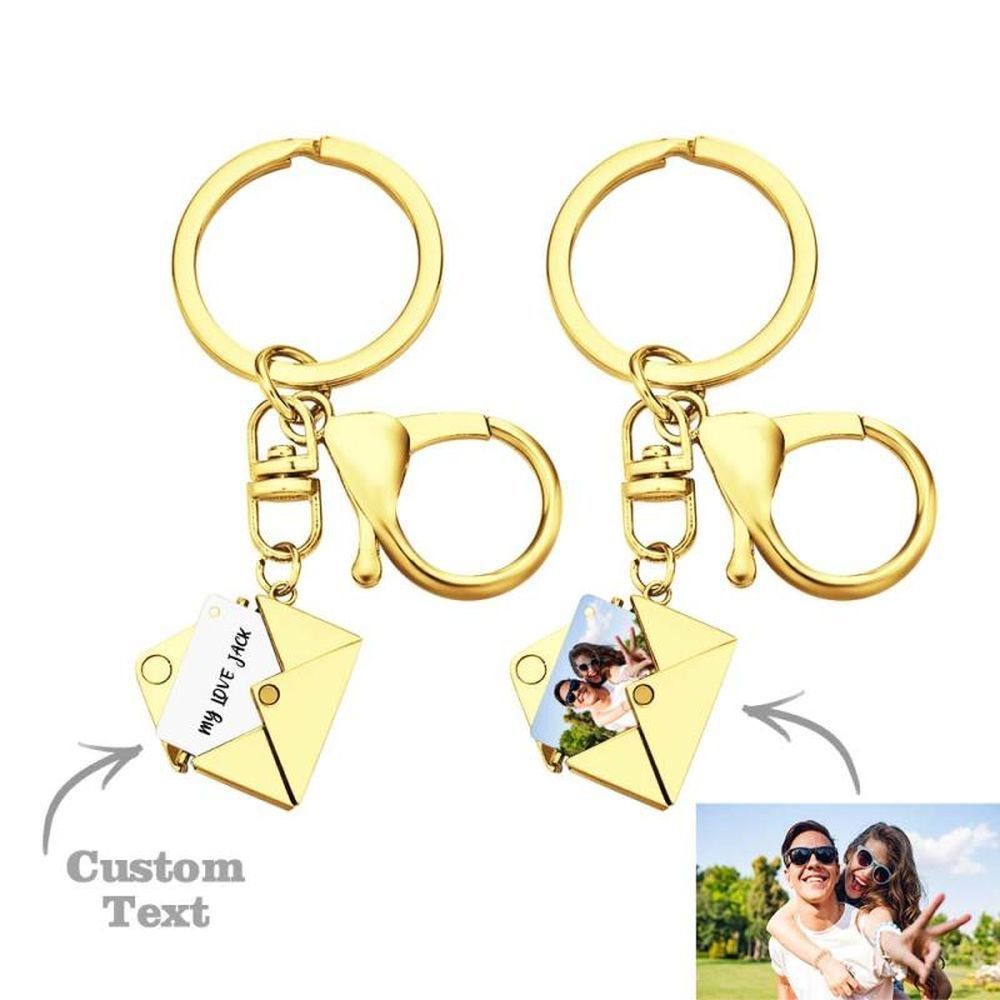 Custom Photo Necklace Engraved Text Jewelry and Key Chains Envelope Letter Secret Message Creative Gifts for Valentines' Day - soufeelmy