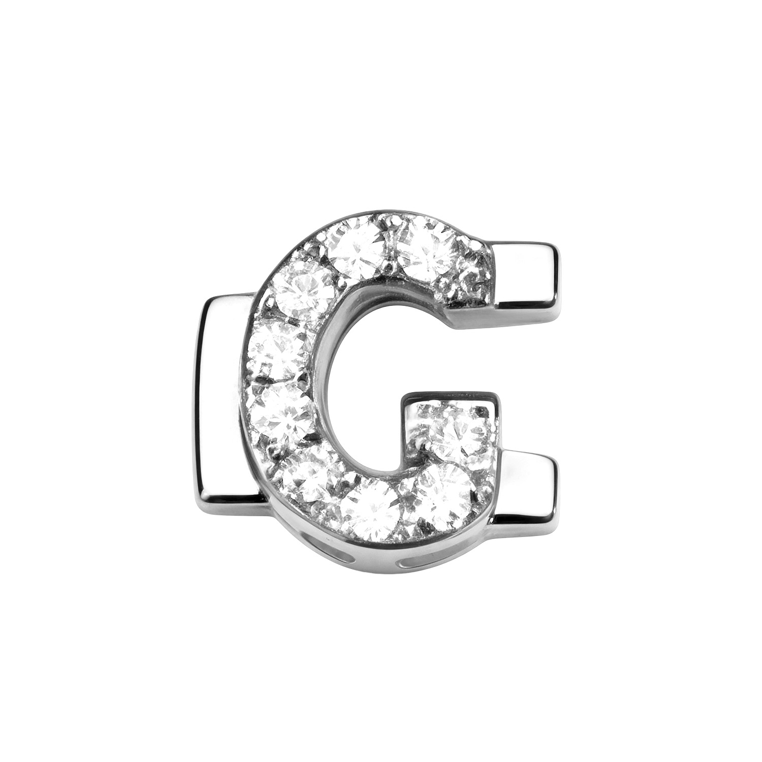 Letter With Diamond G Charm - Silver - soufeelmy