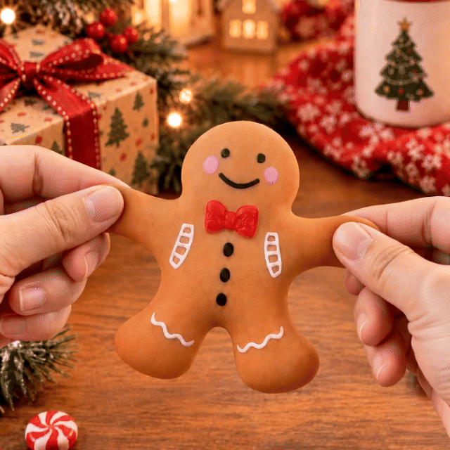 Cute Gingerbread Man Squeeze Toy – Slow Rising Stress Relief Toy, Soft Christmas Fidget Toy for Kids & Adults - soufeelmy