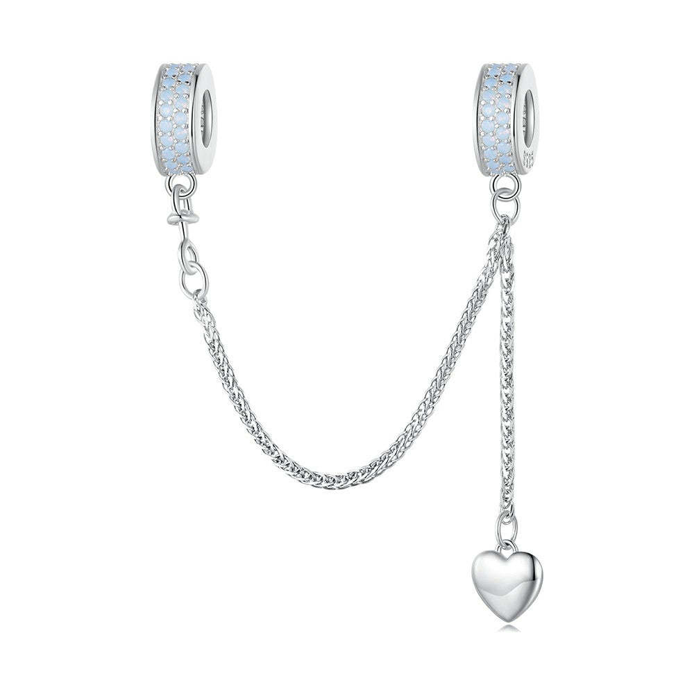 heart tassel safety charm chain 925 sterling silver gsf1067