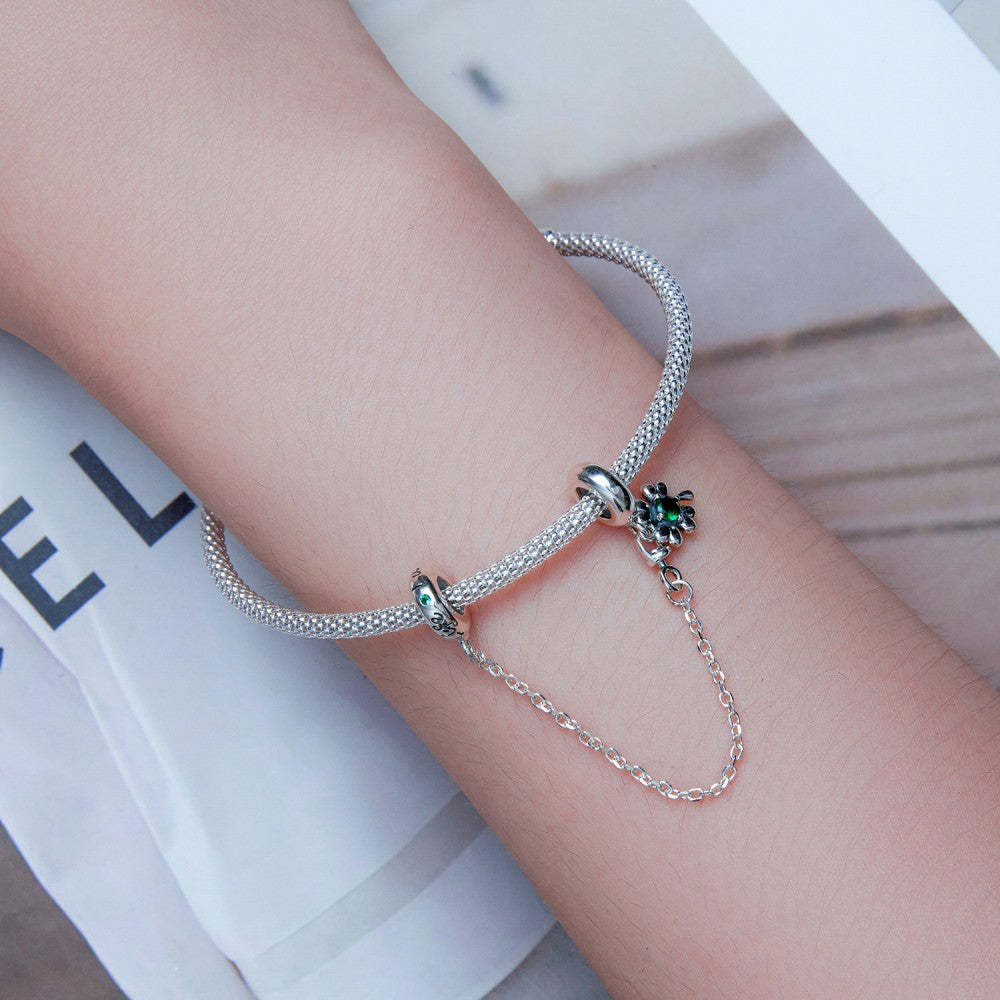 four leaf clover safety charm chain 925 sterling silver gsf1073