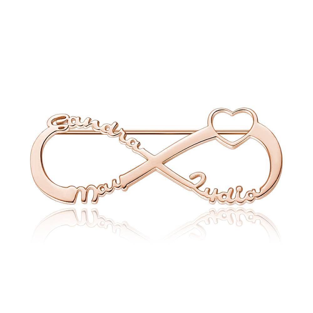 Custom Infinity Name Brooch Nameplate Lapel Pin Memorial Gifts Rose Gold Plated - soufeelmy