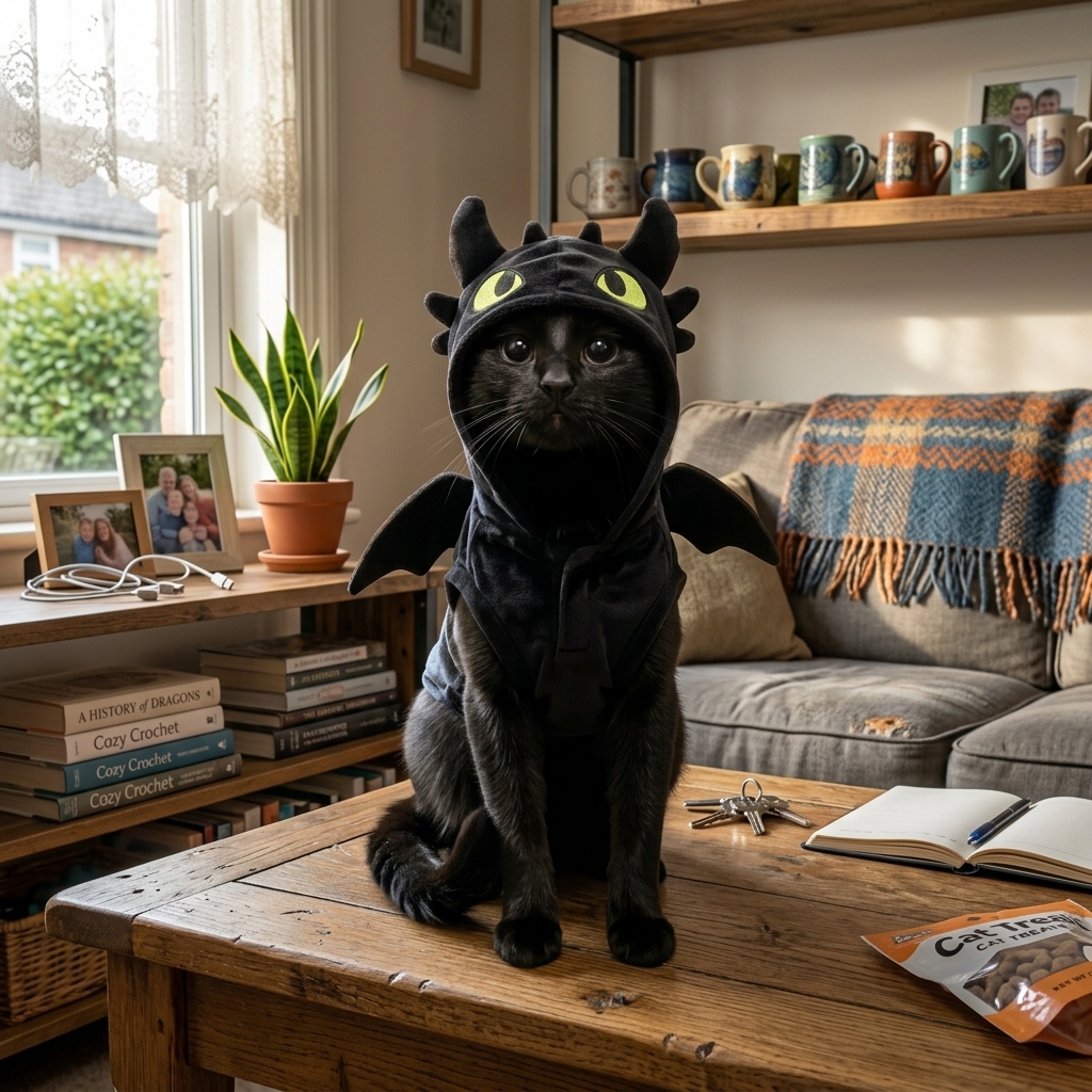 Cute Black & Cream Dragon Pet Sweater – Warm Autumn & Winter Dog & Cat Clothes, Cozy Pet Apparel - soufeelmy