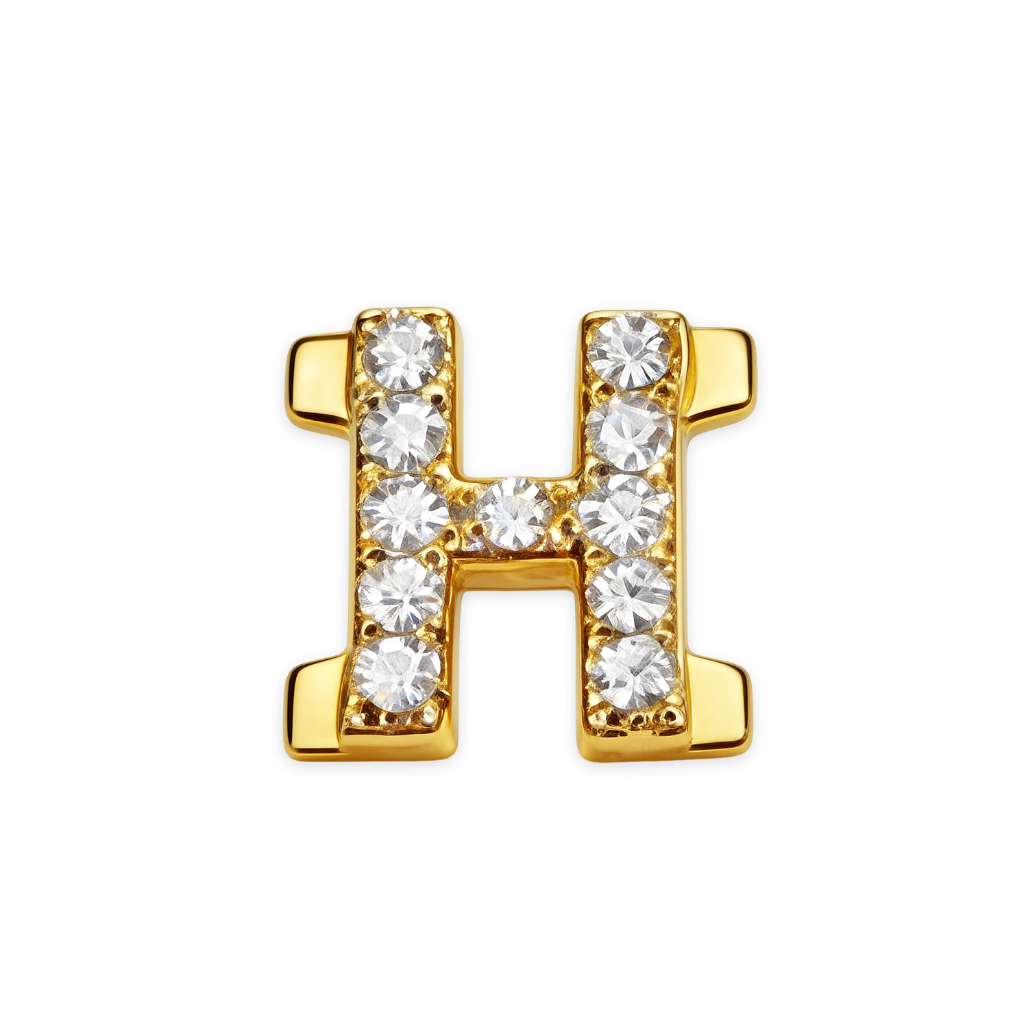 Letter With Diamond H Charm - Gold - soufeelmy