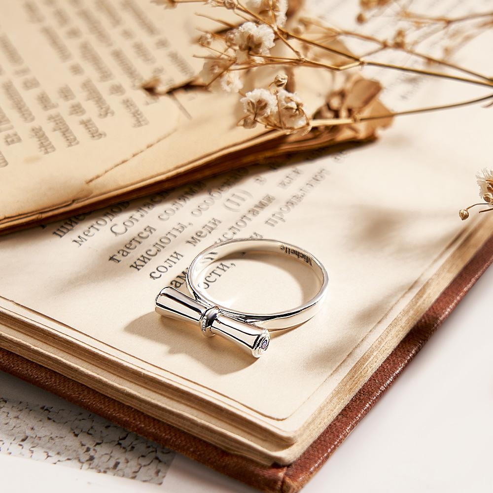 Custom Birthstone Ring Engraved Text Diploma Scroll Graduation Ring For Students - soufeelmy