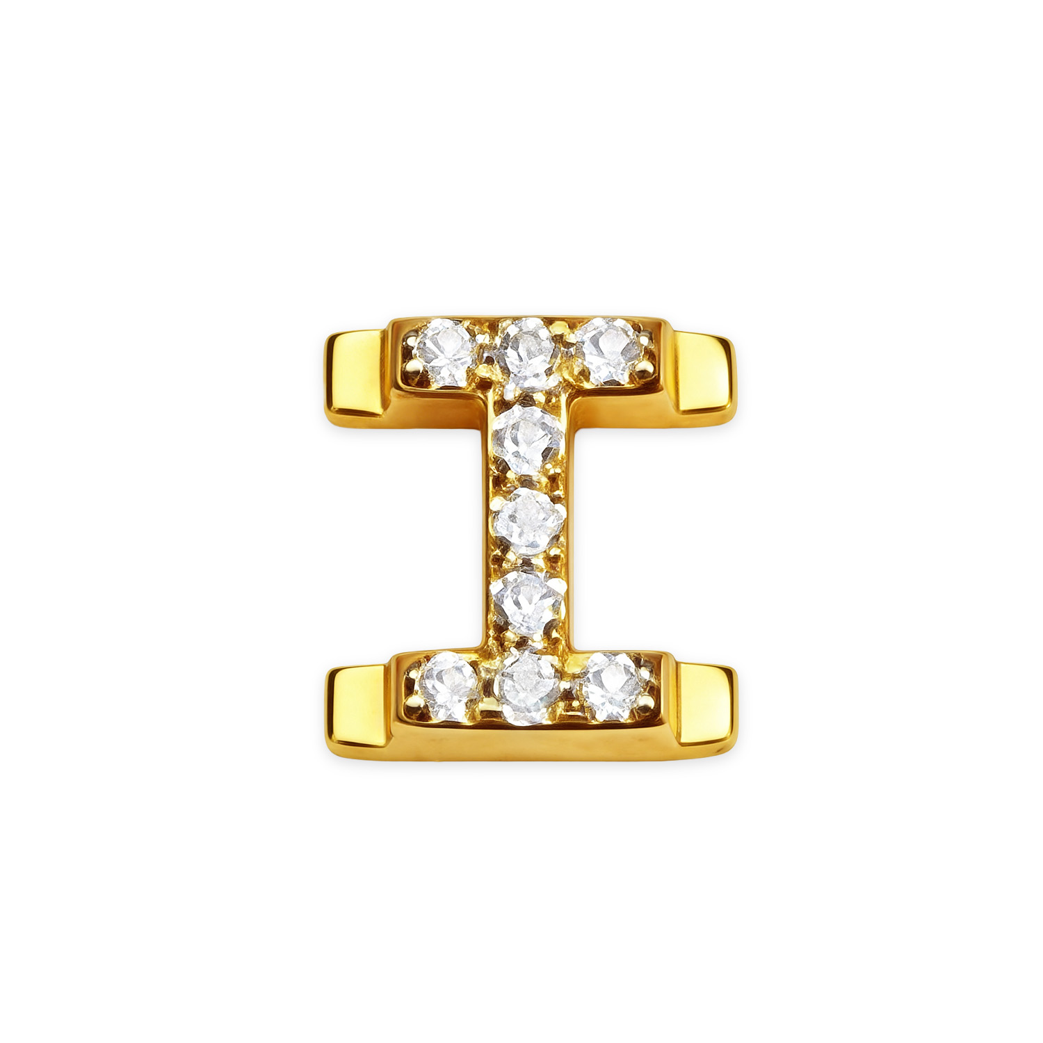 Letter With Diamond I Charm - Gold - soufeelmy