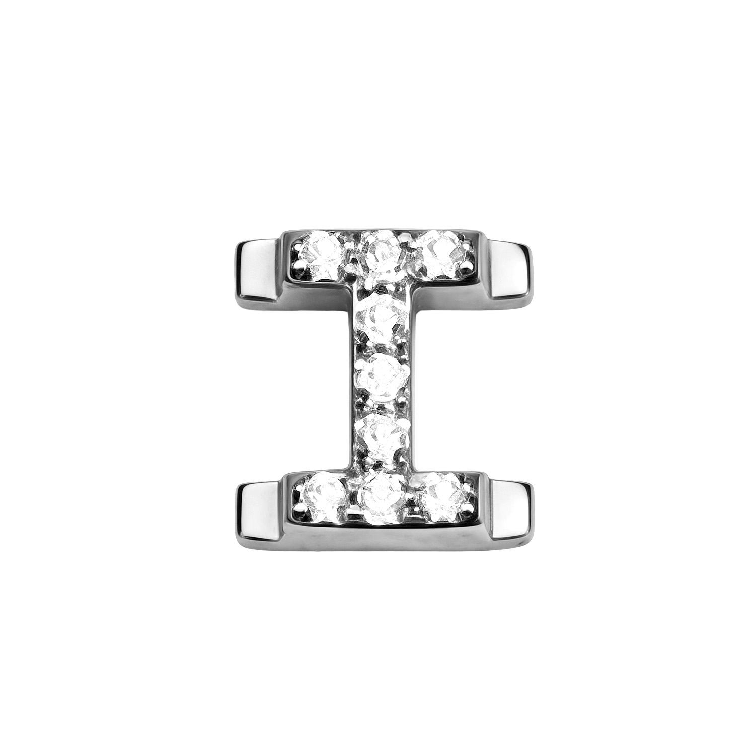 Letter With Diamond I Charm - Silver - soufeelmy