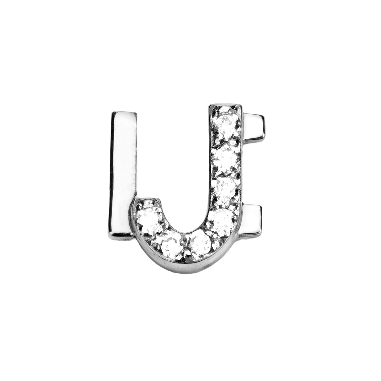 Letter With Diamond J Charm - Silver - soufeelmy