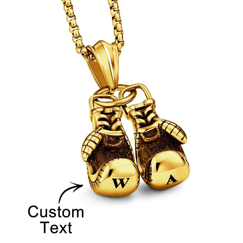 Custom Engraved Necklace Hip Hop Boxing Gloves Gift for Him - soufeelmy