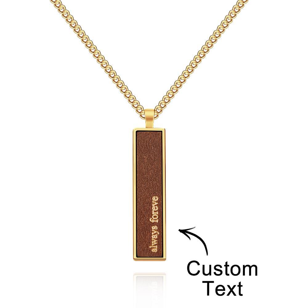 Engravable Wood And Metal Necklace Personalized Retro Pendant Gift for Wedding Anniversary - soufeelmy