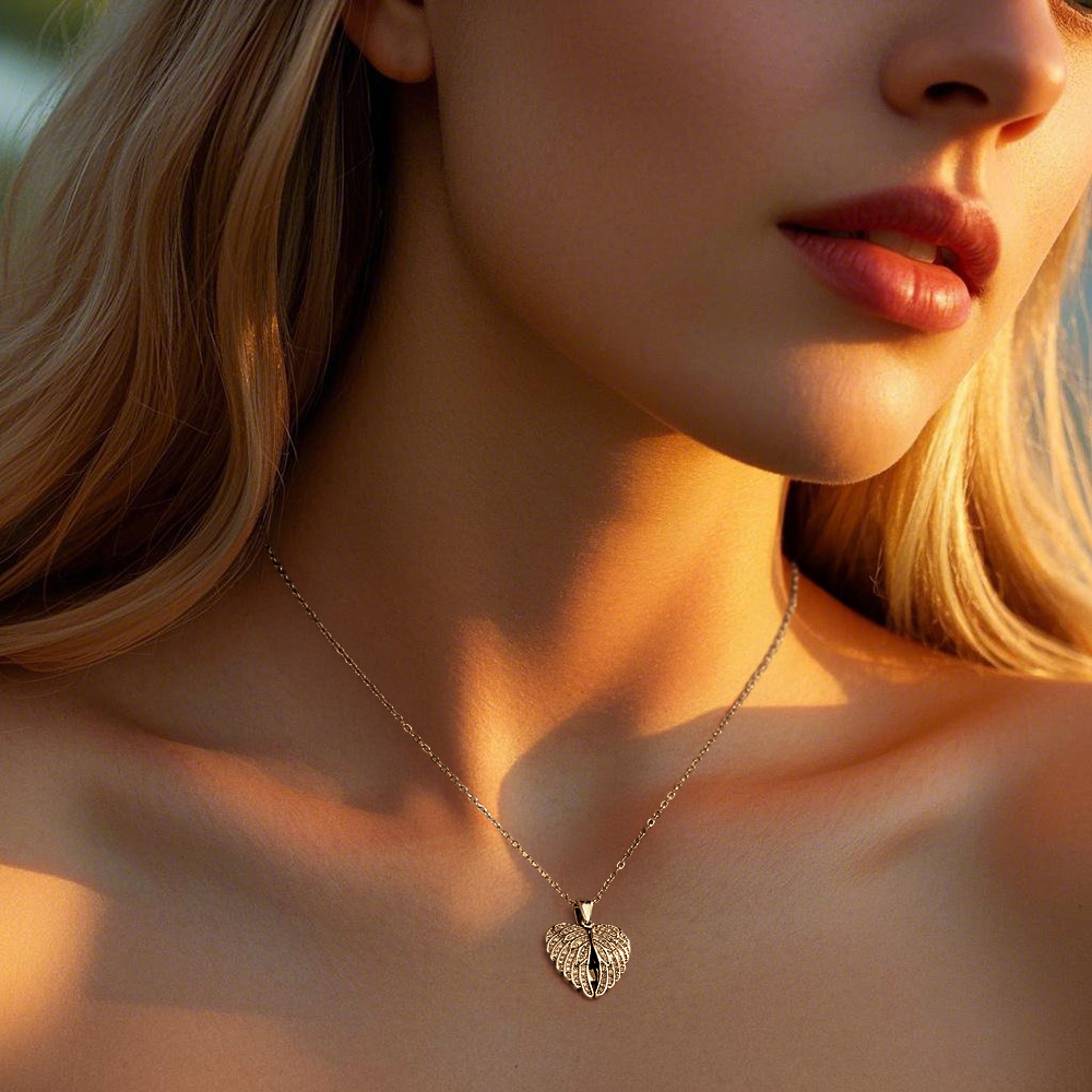 Personalized Angel Wing Necklace Custom Engraved Jewelry for Women Gift For Her - soufeelmy
