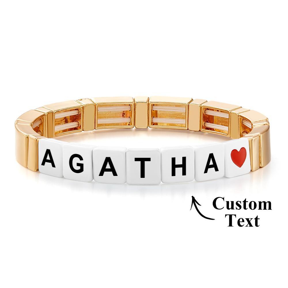 Custom Name Bead Bracelet Enamel Beaded Gold Color Bracelet Gift for Her - soufeelmy