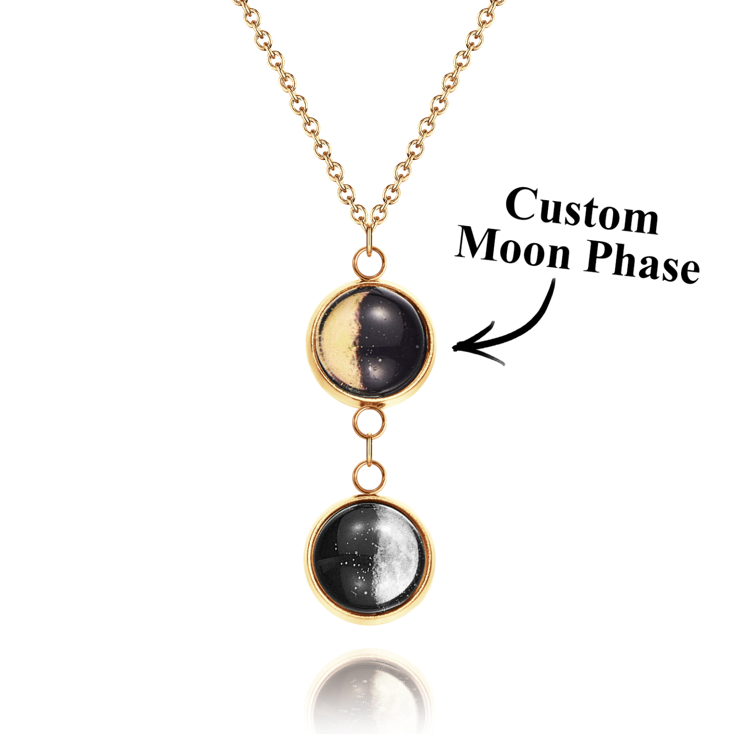 Custom Double Moon Phase Necklace Luminous Necklace Gift for Her - soufeelmy